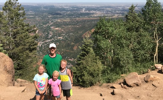 Jeff Hopp with kids Manitou Incline